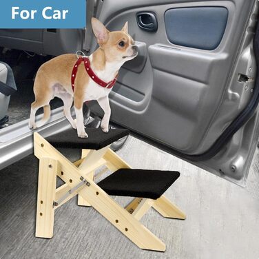 Двостороння дерев'яна пандус для собак з 2 сходинками, 58 см - пандус та сходи для маленьких та середніх собак