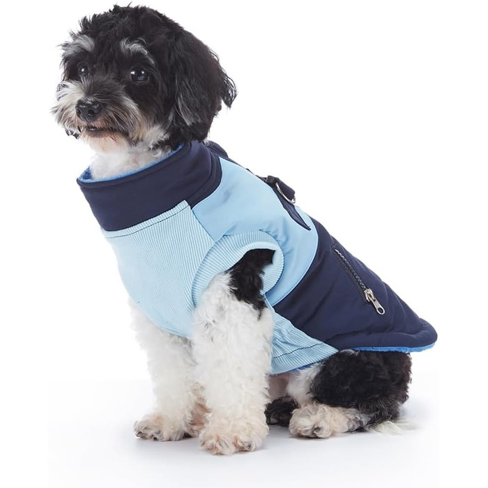 Зимовий теплий пуховик для собак Waerdichter Outdoor, для малих та середніх собак, з світловідбиваючими смугами та отвором для повідка (BLAU, S)