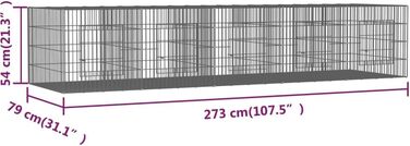 Вольєр для кроликів vidaXL, 3 секції, 163x79x54 см, оцинковане залізо, клітка для домашніх тварин