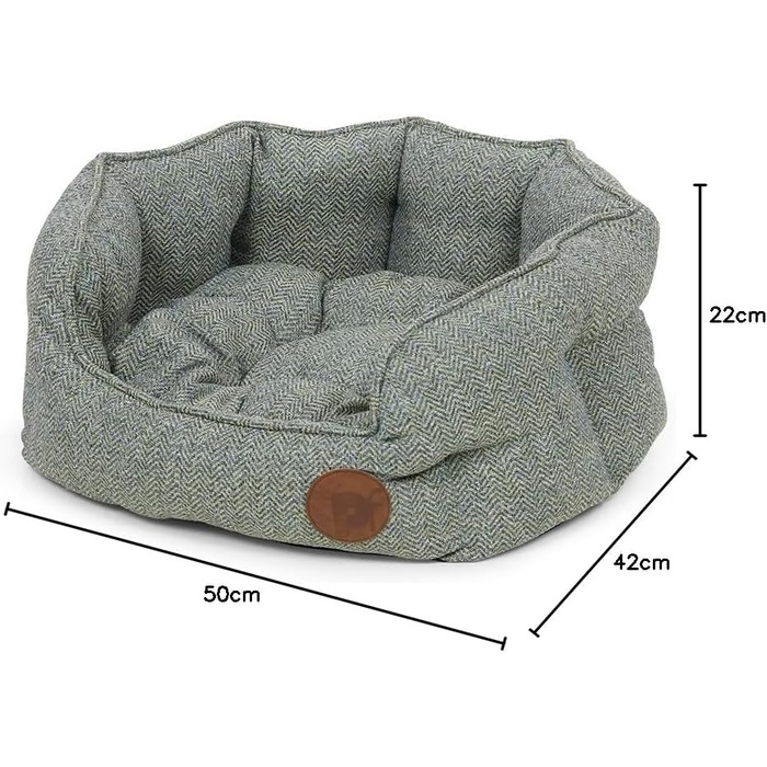 Килимок для собак Petface Sage Fischgräten, овал, низький, розмір S, сірий, візерунок 'риб'яча кістка'