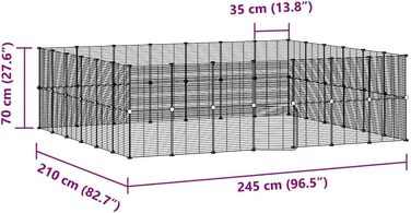 Клітка для домашніх тварин vidaXL, 52 елементи, з дверима, чорна, 35x35 см, сталева, для кроликів та цуценят