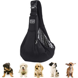 Тканина-слінг для цуценят, двостороння, звільняє руки для собак та котів, м'яка та зручна, регульована сумка-переноска для прогулянок, подорожей та покупок (чорна)