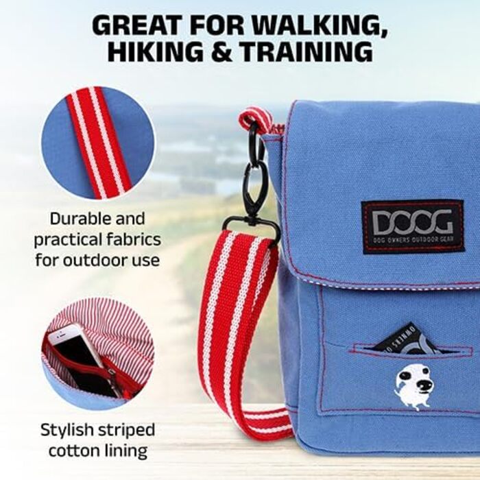 Сумка для прогулянок з собакою DOOG: зручна, з відділеннями для ласощів, пакунків для відходів та пляшкою води - чорна