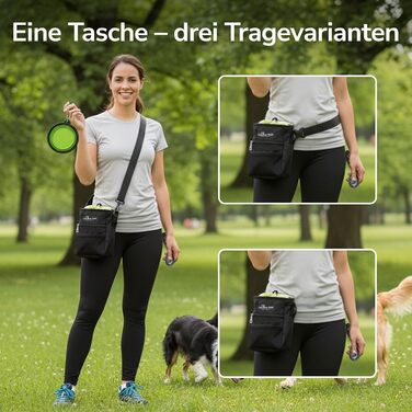 Сумка для ласощів для собак велика, з мискою, кликером, диспенсером для відходів та кишенькою для телефону, 3 способи носіння, ідеальна сумка для дресирування собак