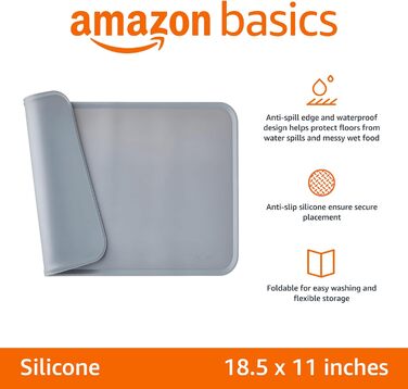 Підкладка силіконова для годівлі домашніх тварин Amazon Basics, 47 x 29 см (2 шт.), сіра