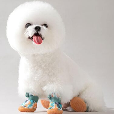 Чоботи для собак Kukaster: захист лап, 4 шт. Дихаючі собачі чоботи з антиковзкою підошвою, світловідбиваючими застібками. Підходять для собак маленьких, середніх та великих порід. Розмір 3 (4 шт.), чорно-білий візерунок