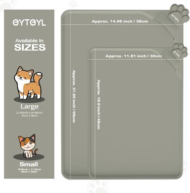 Водонепроникний килимок для годування домашніх тварин з високими бортиками, 55 x 38 см, силіконовий, неслизький, для собак та котів, запобігає розливанню води (бежевий, 48 x 30 см)