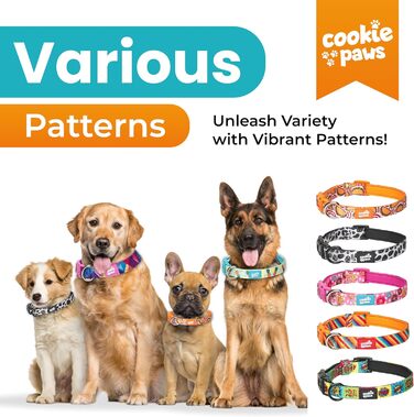 Нашийник і повідець для собак Cookie Paws, нейлоновий, м'який неопрен, з підкладкою, стильний, міцний, тропічний дизайн, розмір L