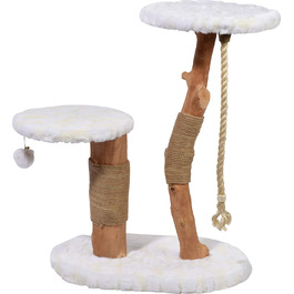 Дерев'яна кігтеточка для котів Dobar® 35290FSCe Design - з джутовою обробкою та іграшкою, Ø 50 x 72-82 см, Колір: Браун (Holly)