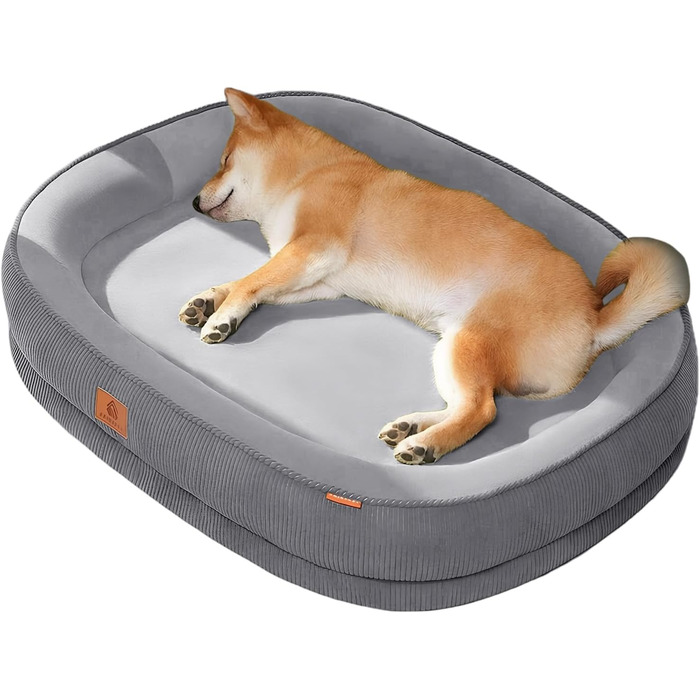 Ортопедичне ліжко для собак, 75x60x12.5 см. М'яке ліжко для середніх собак та котів, знімний та пральний килимок, антиковзаюча підкладка, кошик для собак з кордом та флісом, темно-сірий колір