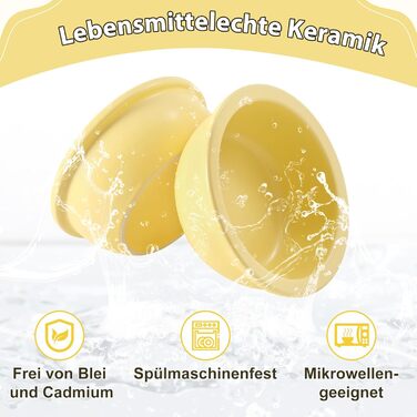 Набір мисок для котів GUUSII HOME (2 шт.) з кераміки, 14 см, 360 мл, жовті