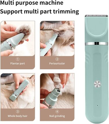 Триммер для собак - набір для догляду за шерстю 4-в-1, акумуляторний, регульовані ножиці для цуценят, зелений