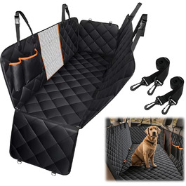 Захисний килимок для собак у машину Amexo, 137x147 см, чорний. Захист заднього сидіння, водовідштовхувальний, стійкий до подряпин, з віконцем.