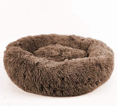 Кругле ліжко для собак та котів, велике, 100 см, коричневе. М'яке, плюшеве ліжко для великих та середніх собак.