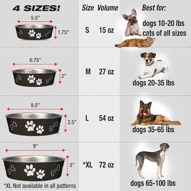 Миска для собак Loving Pets Bella Bowls, нержавіюча сталь, L, Espresso Brown