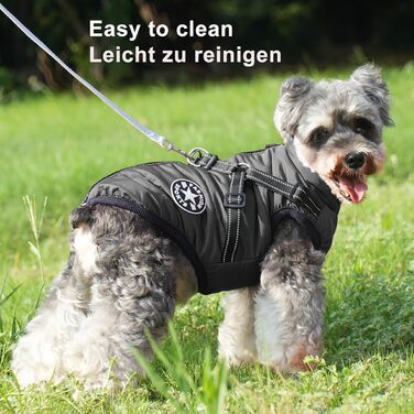 Теплий зимовий одяг для собак, водонепроникний, для маленьких собак, з кільцем, чорний, 30 см