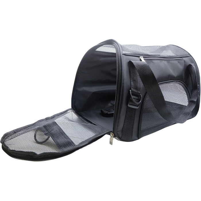 Переноска для котів та собак, м'яка, портативна, складана, схвалена авіаперевізниками (Mittel, чорний)