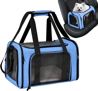 Транспортна переноска для собак та котів, складна, блакитна. Підходить для маленьких тварин, портативна переноска для подорожей