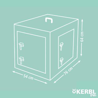 Складана металева транспортна клітка для тварин Kerbl, 76×54×64 см, 2 двері, чорна