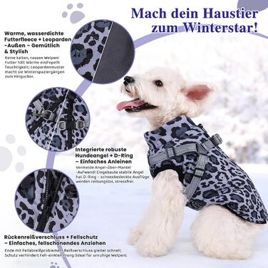 Теплий зимовий одяг для собак Savlot: куртка з флісу, водонепроникна, для холодної погоди, S, сіра