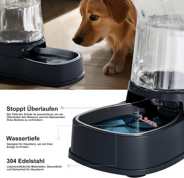 Автонапійник для собак та котів Gardner Pet 3.85л, гравітаційний диспенсер з чашею з нержавіючої сталі, сірий, без BPA