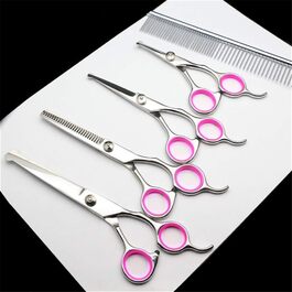 Набір професійних ножиць для грумінгу собак та котів, нержавіюча сталь, різні розміри, безпечні закруглені кінчики, блакитний/рожевий
