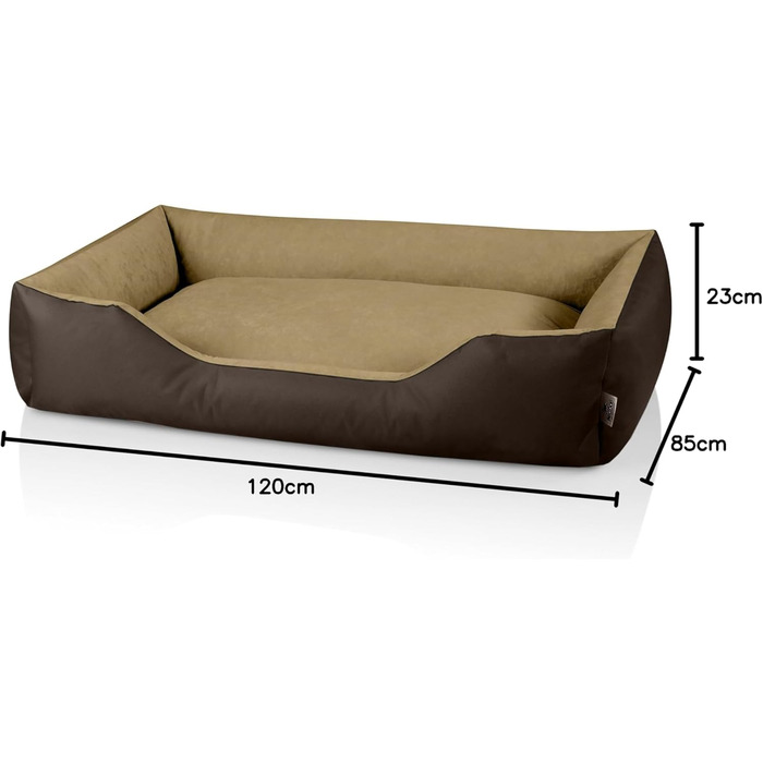 Ліжко для собак BedDog XXL - м'яке ліжко-корзина для середніх собак, коричнево-бежеве, 120 x 85 x 23 см, знімний чохол