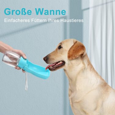 Водяна пляшка для собак на прогулянку 570 мл або 350 мл. Пляшка-поїльник для цуценят, собак маленьких, середніх та великих порід. Вода в дорозі (Блакитний)