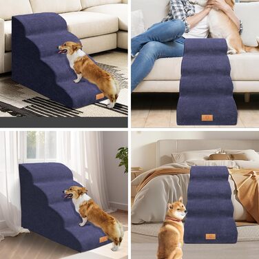 Сходинка для собак Masthome з 4 сходинками, для маленьких собак, з антиковзким покриттям, знімний чохол, для дивану, ліжка