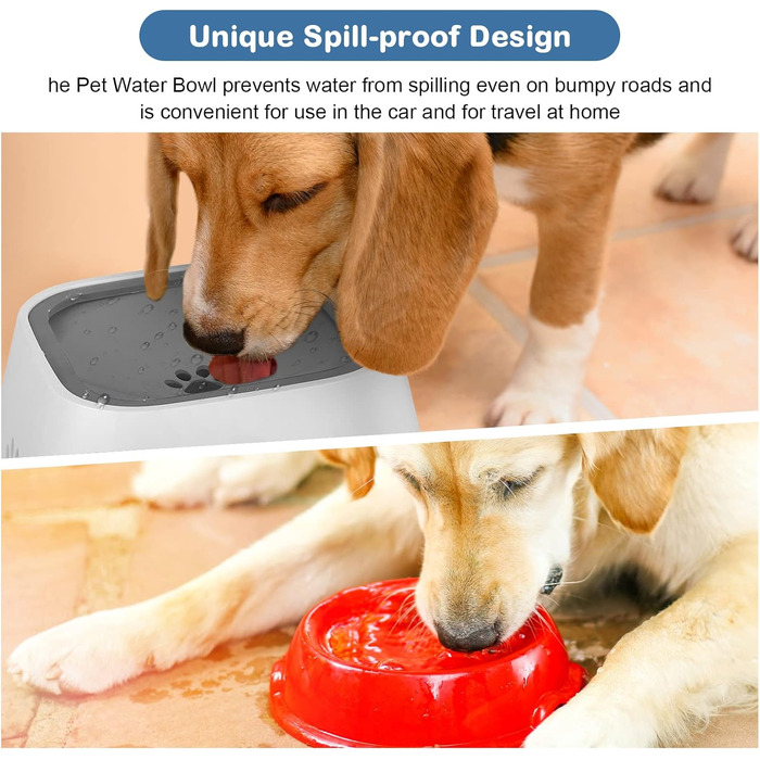 Тротуар для собак 1.5L, анти-розливання, для подорожей, годівниця для води для собак, для дому та авто