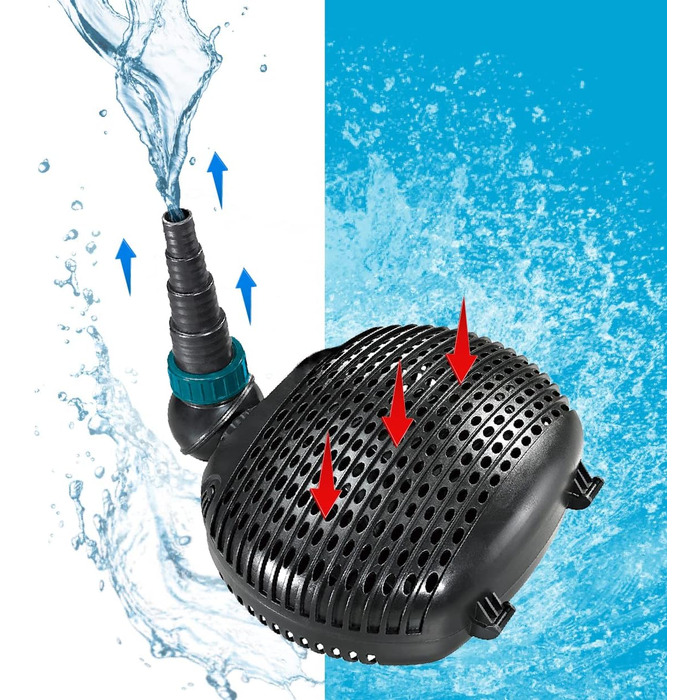 AquaForte EC 8000 фільтр-насос для ставка, 50 Вт, 8000 л/год, 4 м, кабель 10 м, для водоспадів, струмків, фонтанів