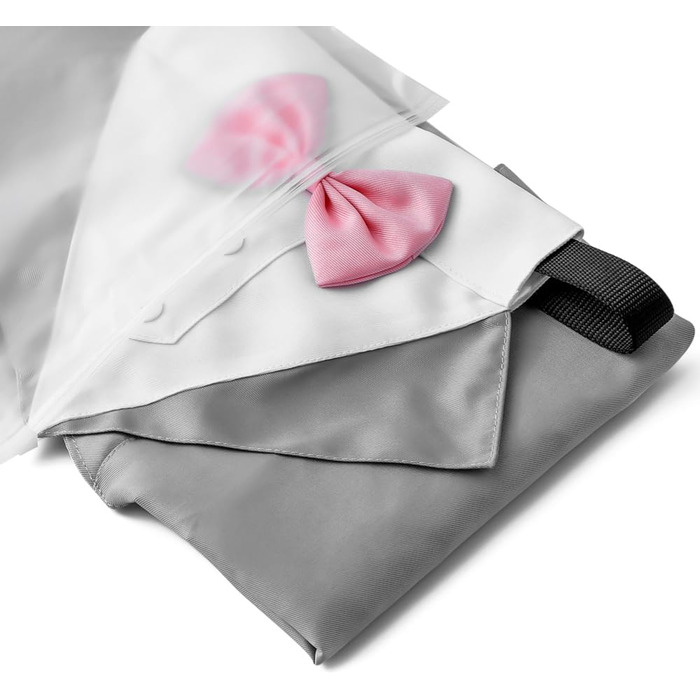 Костюм для собак з банданою, нашийник, одяг для собак на весілля, костюм з рожевою краваткою та регульованою пряжкою, для великих собак (Сірий, L)