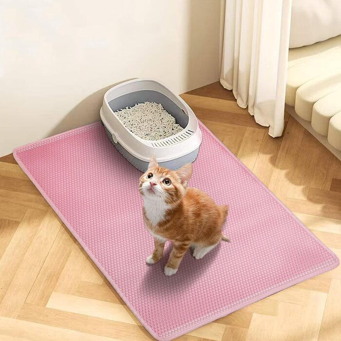 Килимок для котячого туалету TidyNuts, рожевий, XL (114,3 x 81,3 см), двошаровий, EVA, водонепроникний, контролює розсипання наповнювача