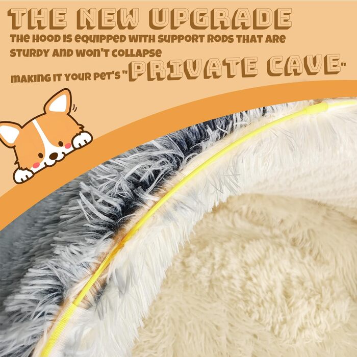 Крісло-гніздочко для собак YAGE, 80 см, з підставками – м'яке, заспокійливе ліжко для тварин до 20 кг, знімний, пральний чохол, розкішне, суперм'яке ліжко-печера для домашніх тварин
