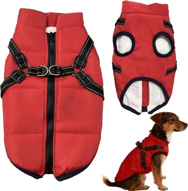 Водонепроникний собачий плащ з шлейкою, зимова тепла флісова куртка для середніх та великих собак, світловідбиваючий вітрозахисний собачий костюм (оливковий, M) Оливковий – L