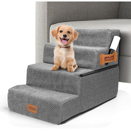 Східці для собак Nobleza - пандус для тварин з валиком для ворсу, 5 сходинок, підійде для котів та собак, для ліжка та дивану (4 сходинки)