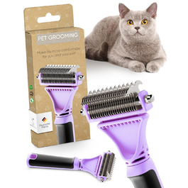 Щітка для котів Pretty Paw® для видалення шерсті, масажна підшерсткова щітка, для довгошерстих та короткошерстих котів, проти ковтунів, лаванда, нова!