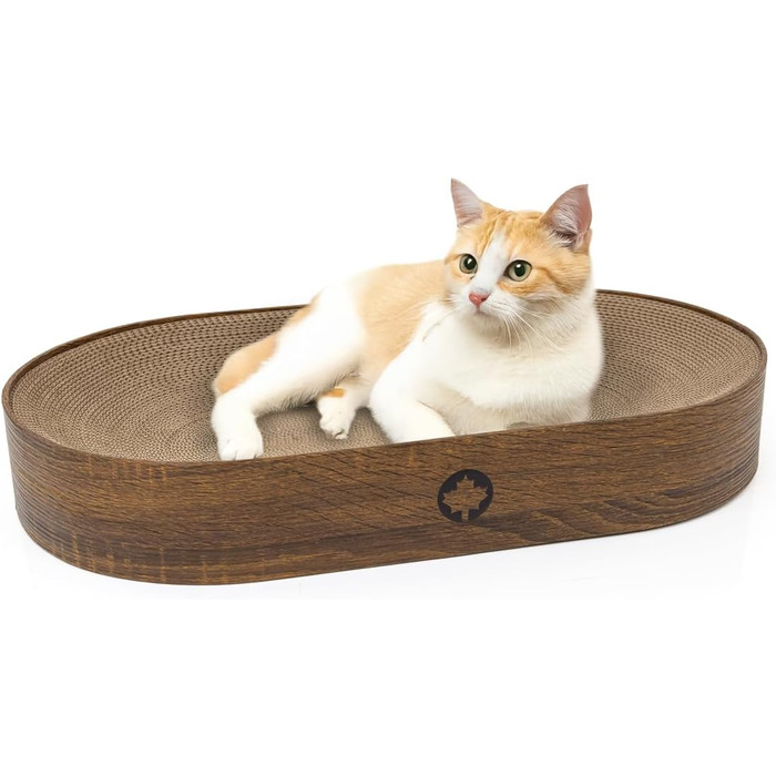 Килимок для кота з гофрокартону Apollo від CanadianCat Company, овальний, горіховий колір, 63 x 35 x 10 см
