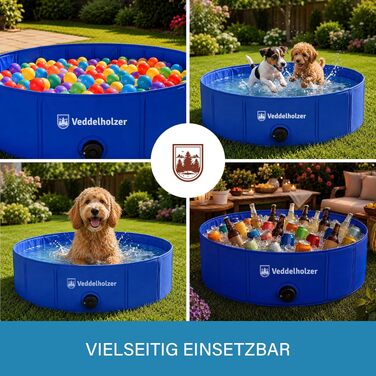 Складаний басейн для собак Veddelholzer (M), 80 x 20 см, протиковзкий та міцний, для gardens та балконів, швидке встановлення
