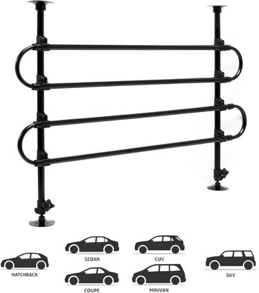 Автомобільна перегородка для собак Wiltec, регульована висота 72-136 см, ширина 118-128,5 см, універсальна для багажника