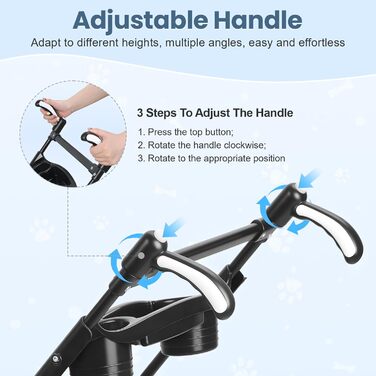 Складана візок для тварин до 10 кг з амортизаторами 360° та сонцезахистом - Легкий бугі для котів/маленьких собак (чорний)