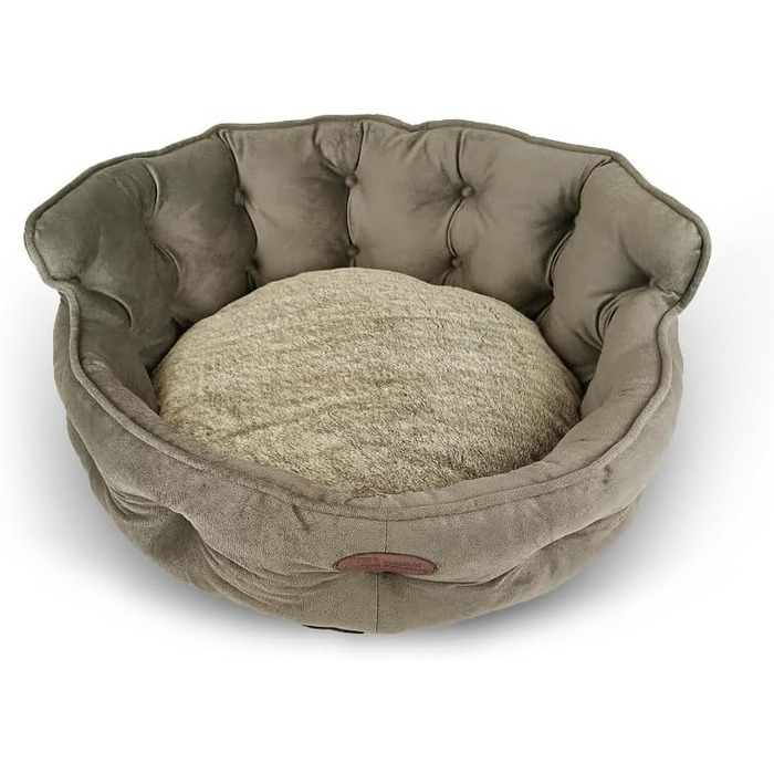 Ліжко для собак та котів Haustierbett - 3 розміри, знімний чохол, прання в машині - King Beige, Small 43 см