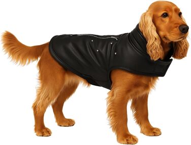 Зимовий теплий нашийник для собак Sergio Schwarz, чорний, A:45см, штучна шкіра, з флісовою підкладкою