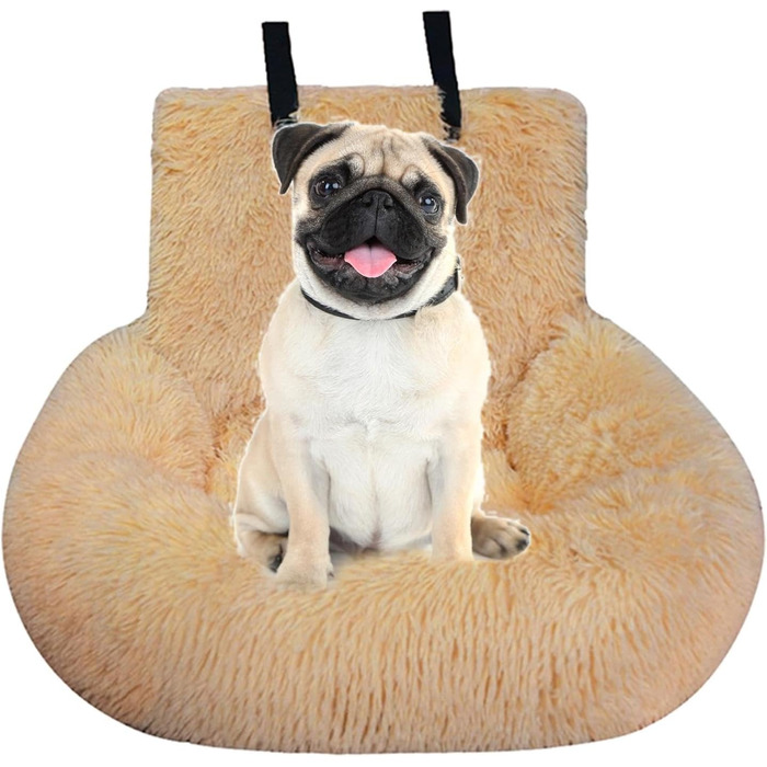 Автокрісло для собак, лежанка для собак у машину, м'яке автокрісло для тварин з ременем безпеки, переноска для собак, авто лежанка для маленьких, середніх та великих собак (персиковий, великий)