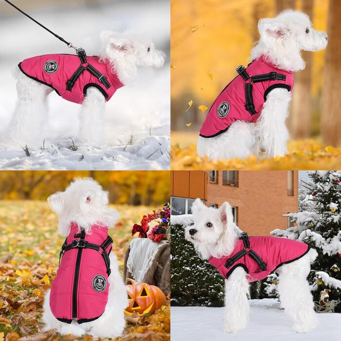 Зимня куртка для собак - водонепроникний теплий халат для маленьких, середніх та великих собак (зелений, 5XL, рожевий)