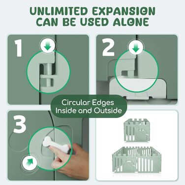 Клітка для собак з дверима, 8 панелей, 61 см, для цуценят, міцний пластик, захисний загін для маленьких тварин, антиковзне та безпечне огорожа, зелений колір, 8 панелей