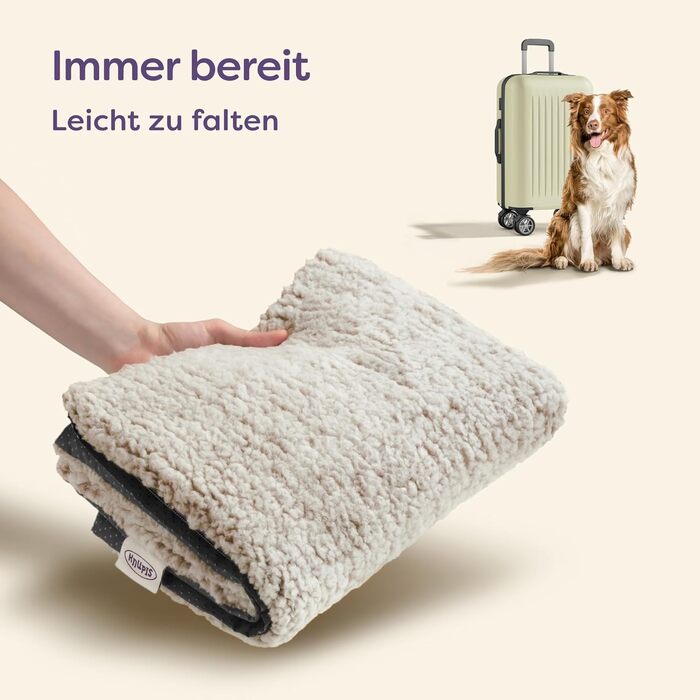 Самогріюча собача ковдра - велика лежанка для собак 90x60 см - знімний, пральний чохол - м'яка, тепла ковдра без електроенергії - з неслизьким дном (колір: коричневий)