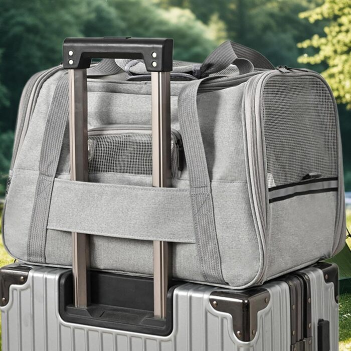 Сумка-переноска для собак – сумочка на плече, розкладна, прозора | Легка переноска для цуценят та маленьких собак, зручний рюкзак для подорожей, Trans (сірий)