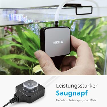 Повітряний компресор для акваріума NICREW Nano Silent Max з регулятором, тихий (до 35 дБ), енергоефективний 1.5 Вт, 36 л/год, для акваріумів до 40 літрів, чорний