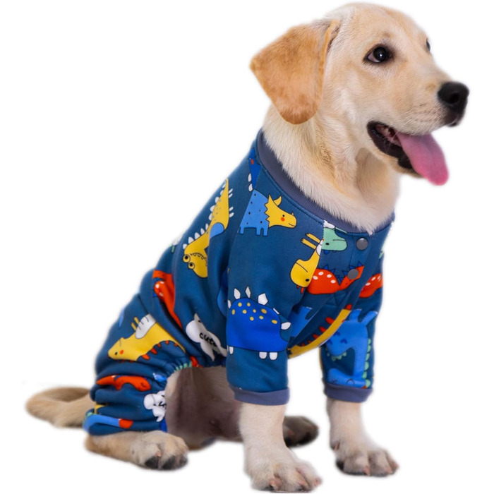 Піжама для собак з флісовою підкладкою, тепла та м'яка, з сердечками, для цуценят та собак різних розмірів (синій, S)